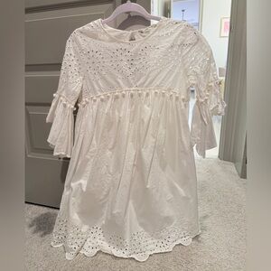 Zara White Eyelet Women Dress